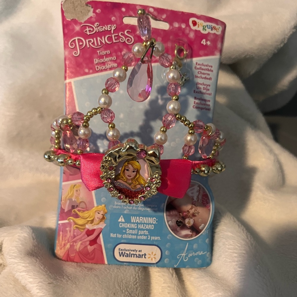 DISNEY PRINCESS- SLEEPING BEAUTY TIARA WITH COLLECTABLE CHARM- NEW